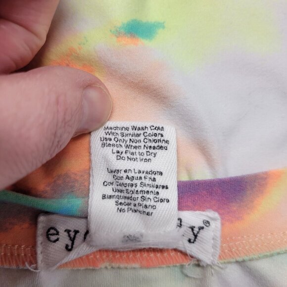 Eye Candy 1X Orange Green Bright Colorful Tie Dye Square Neck Shortsleeve Tee - Picture 9 of 9